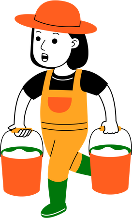 Farmer carrying milk bucket  Illustration