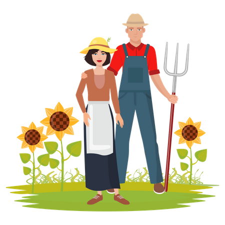 Farmer couple Illustration