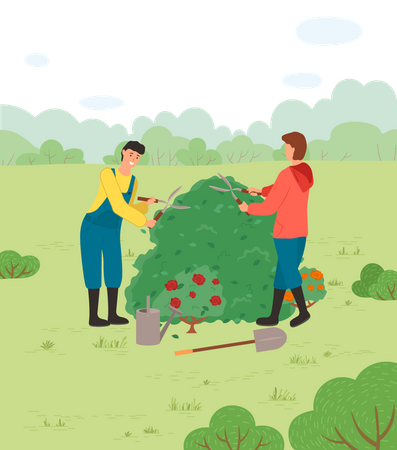 Farmer cutting tree  Illustration