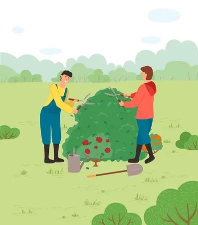 Farmer cutting tree  Illustration