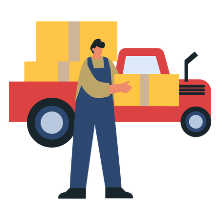 Farmer delivers grain in truck  Illustration