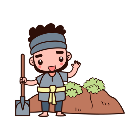 Farmer digging hole  Illustration