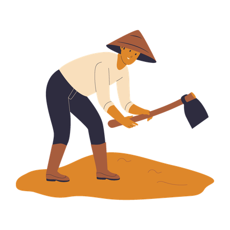 Farmer Digging Soil  Illustration