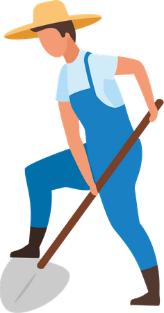 Farmer digging with shovel Illustration