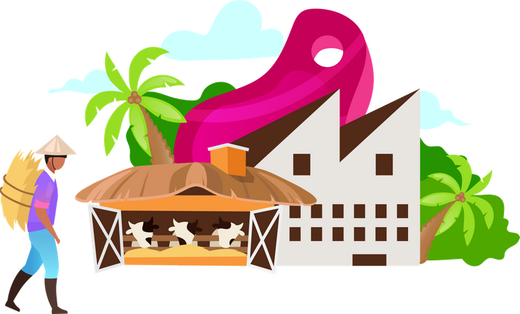 Farmer doing agriculture business  イラスト