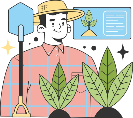 Farmer doing farming and making report  Illustration