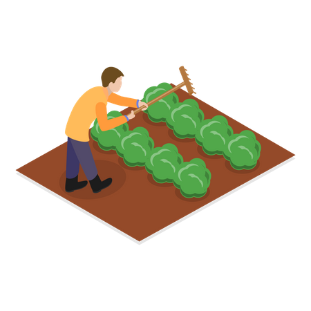Farmer doing work in farm  Illustration