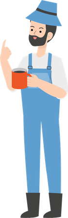 Farmer drinking tea  Illustration