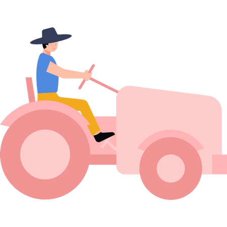 Farmer driving tractor Illustration