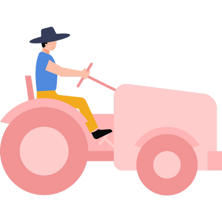 Farmer driving tractor  Illustration