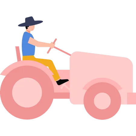 Farmer driving tractor  Illustration