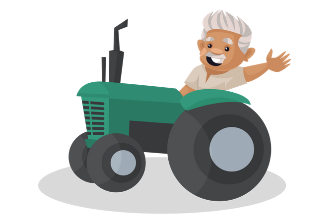 Farmer driving tractor  Illustration