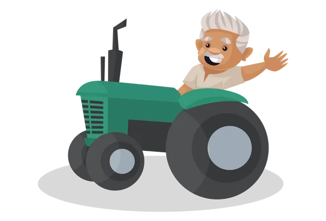 Farmer driving tractor  Illustration