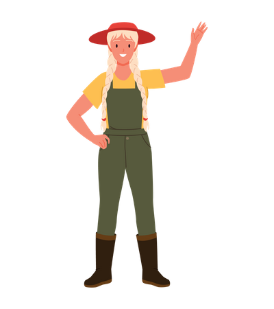 Farmer Girl saying hello  Illustration
