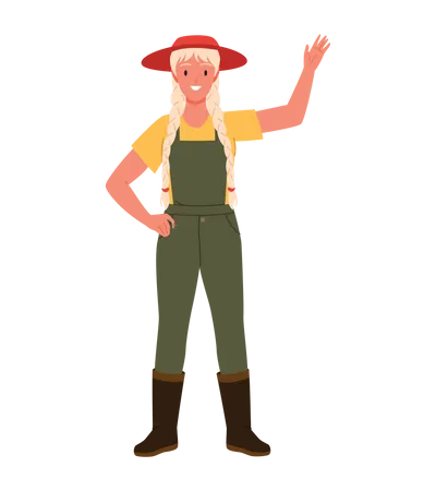 Farmer Girl saying hello  Illustration