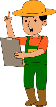 Farmer giving garden instructions  Illustration