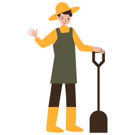Farmer holding a shovel  Illustration