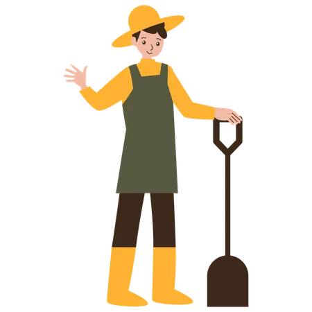 Farmer holding a shovel  Illustration