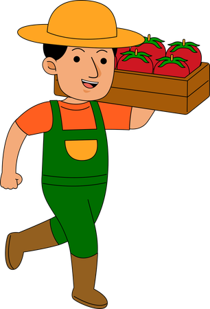 Farmer holding apple basket  Illustration