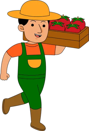 Farmer holding apple basket  Illustration