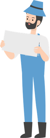 Farmer holding blank board  Illustration