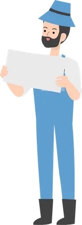 Farmer holding blank board  Illustration