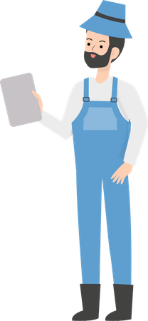 Farmer holding blank sign  Illustration