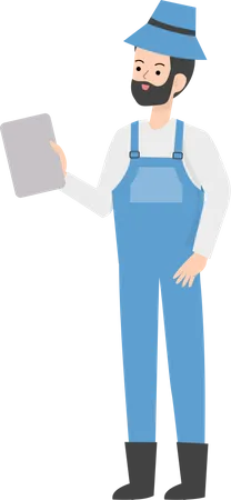 Farmer holding blank sign  Illustration