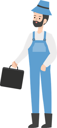 Farmer holding briefcase Illustration
