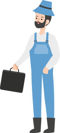 Farmer holding briefcase  Illustration