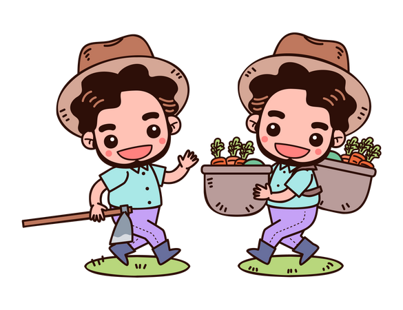 Farmer holding carrot basket  Illustration