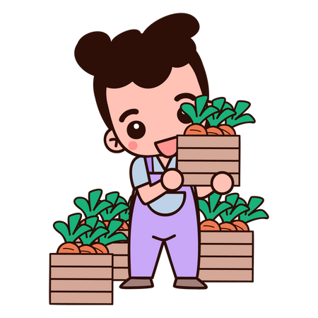 Farmer holding carrot basket  Illustration