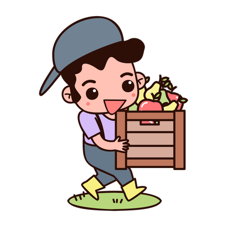 Farmer holding carrot basket  Illustration