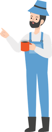 Farmer holding coffee cup  Illustration