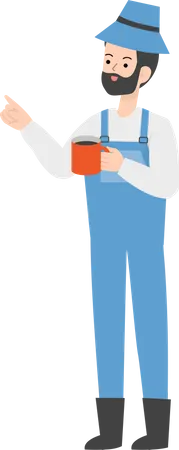 Farmer holding coffee cup  Illustration