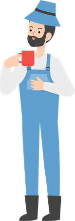 Farmer holding cup  Illustration
