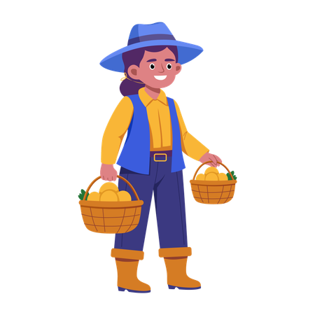 Farmer holding fruit basket  Illustration