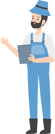 Farmer holding note  Illustration