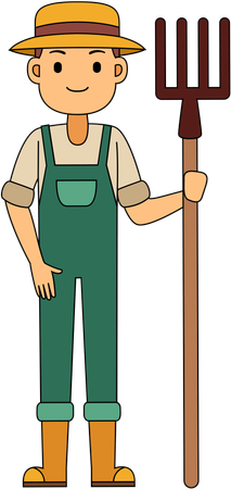 Farmer holding rake  Illustration