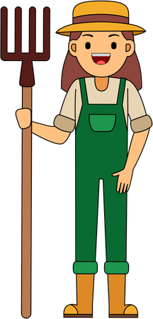 Farmer holding rake  Illustration