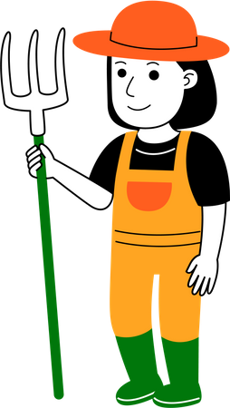 Farmer holding rake  Illustration