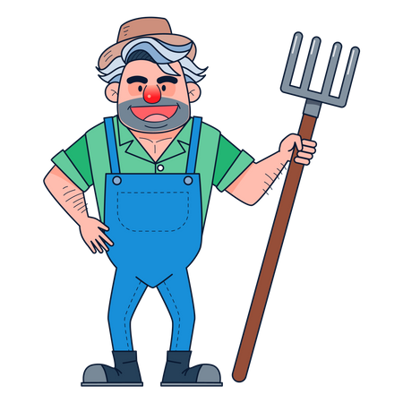 Farmer holding shovel Illustration
