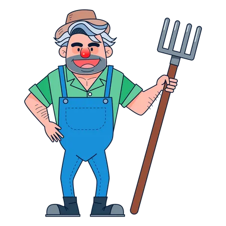Farmer holding shovel Illustration