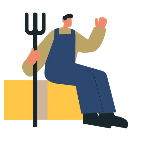 Farmer holding shovel  Illustration