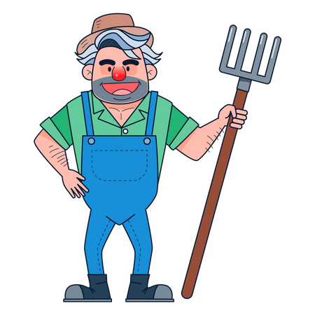 Farmer holding shovel  Illustration