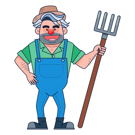 Farmer holding shovel  Illustration