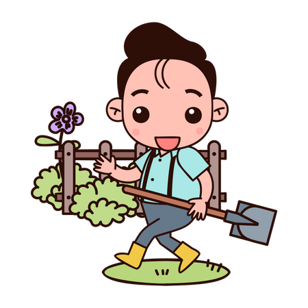 Farmer holding shovel  Illustration