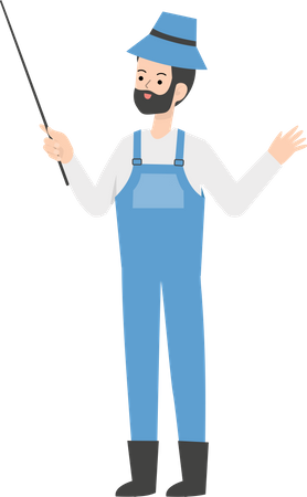 Farmer holding stick  Illustration