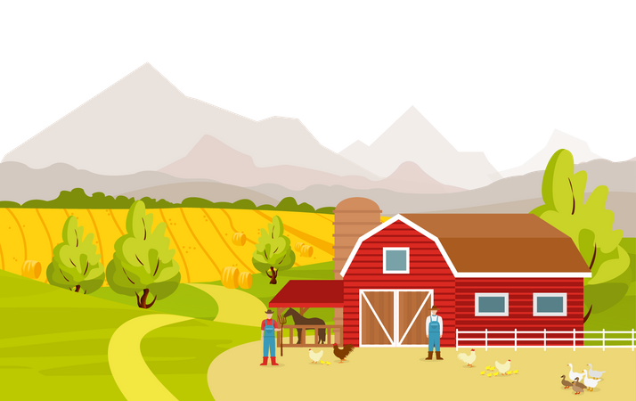 Farmer in farm  Illustration