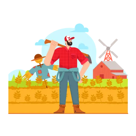 Farmer On The Farm  Illustration